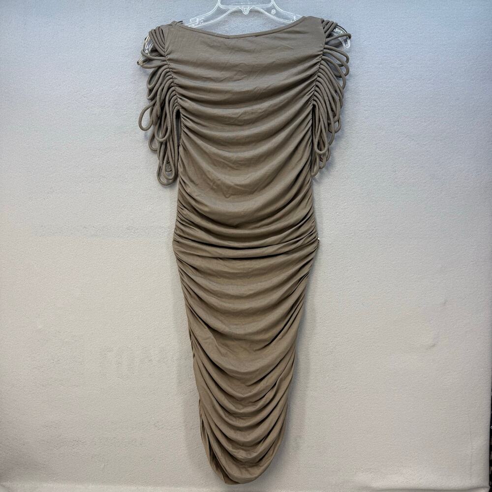 SuperTrash Dress Women's M Grey Mist (Brown) Dancy Rouched Sides NWT - Picture 2 of 13